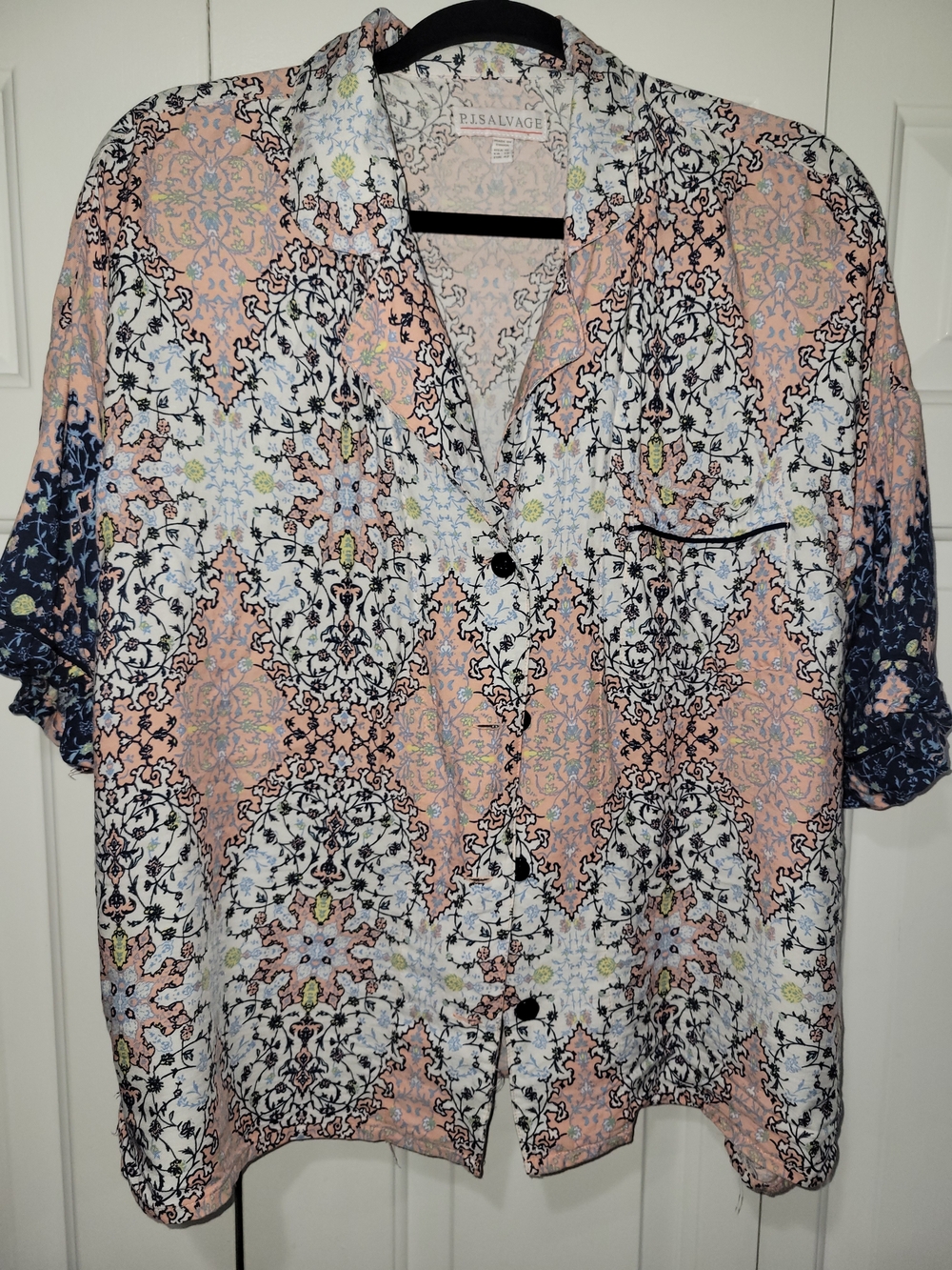 Medallion Paisley Pajama 2-Pc Set Short Sleeve Top & Pants - Like New! - XL